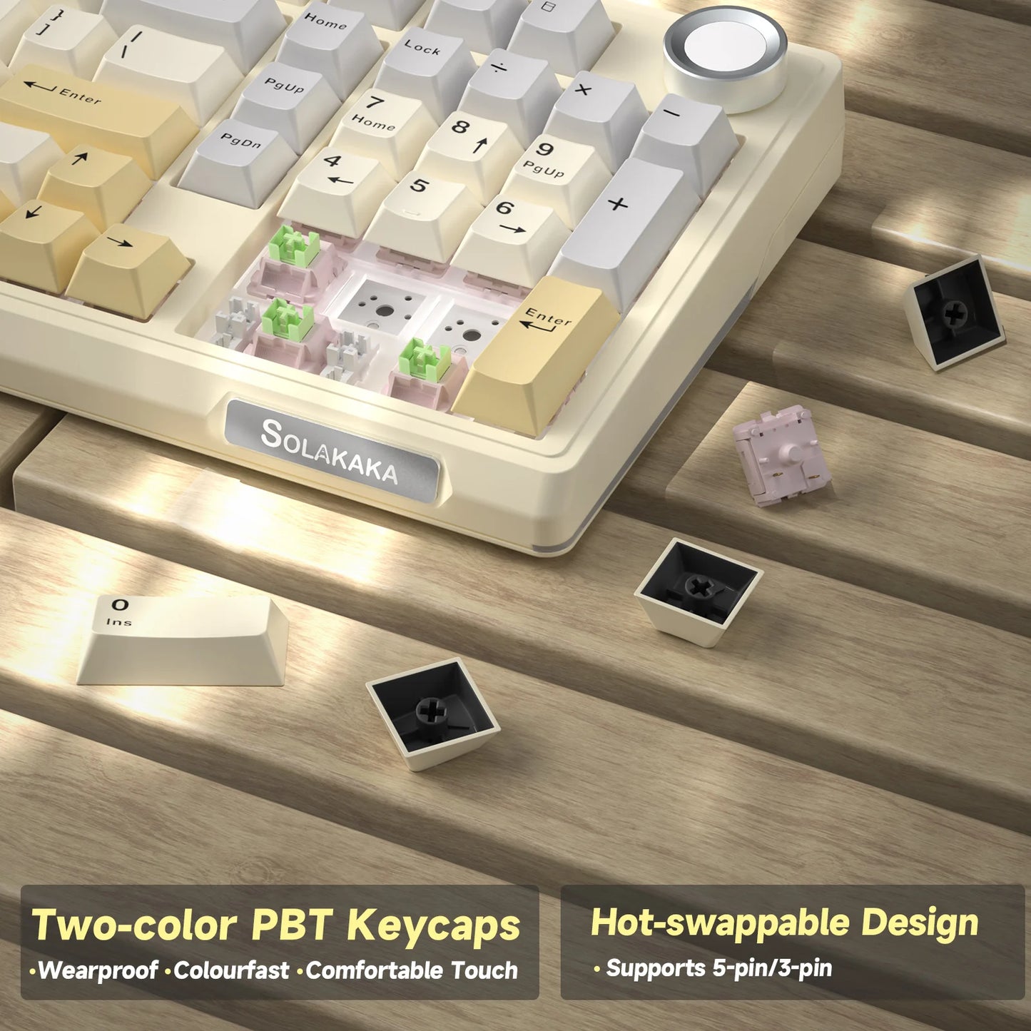 SOLAKAKA Ki99 Pro Bluetooth Wireless Keyboard 99 Keys Tri-mode Gasket Hot Swap RGB Customized Creamy Gaming Keyboard 10000mAh