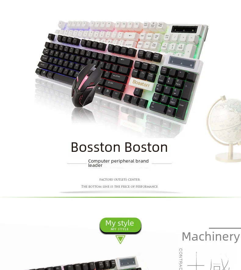 Doctor Denton Floating Rainbow Backlight Wired Keyboard Mouse Set Diy Computer Assembly Suitable For Gaming Office