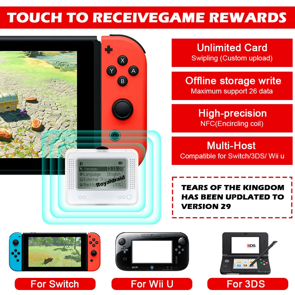 For Allmiibo Chargeable Intelligent Simulator Emulator Bluetooth-Compatible Universal Writer for Switch/Wiiu Gaming Accessories