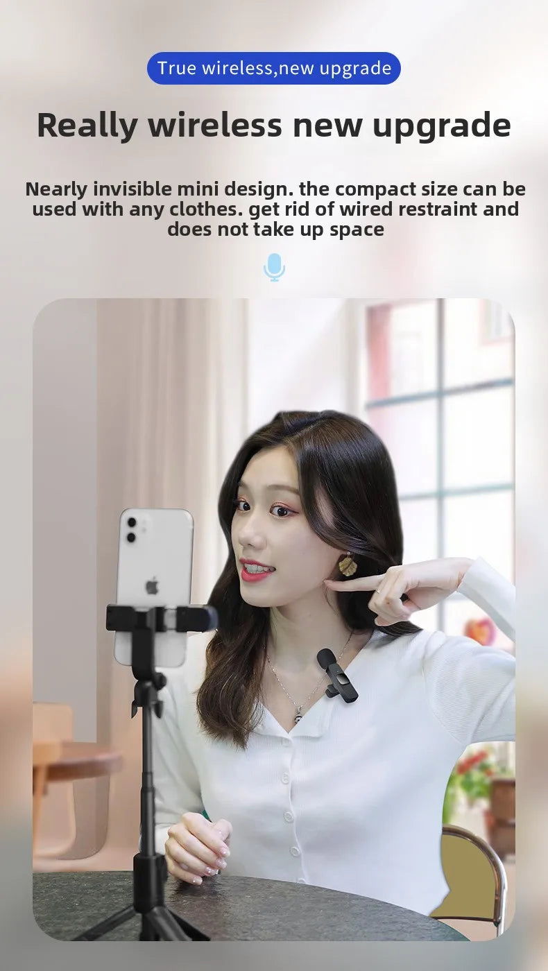 New Wireless Lavalier Microphone Portable Audio Video Recording Mini Microphone for Android PC Camera Live Gaming Phone