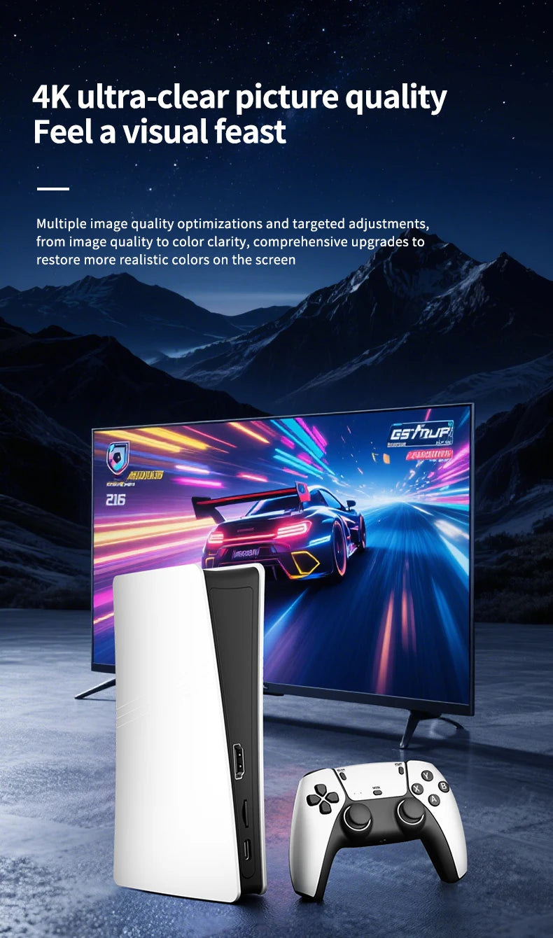 RS5 TV Game Console Dual Stick Wireless Controller Game 40000+128GB Double Joystick 4K Retro Suitable for PC, Android, TV USB