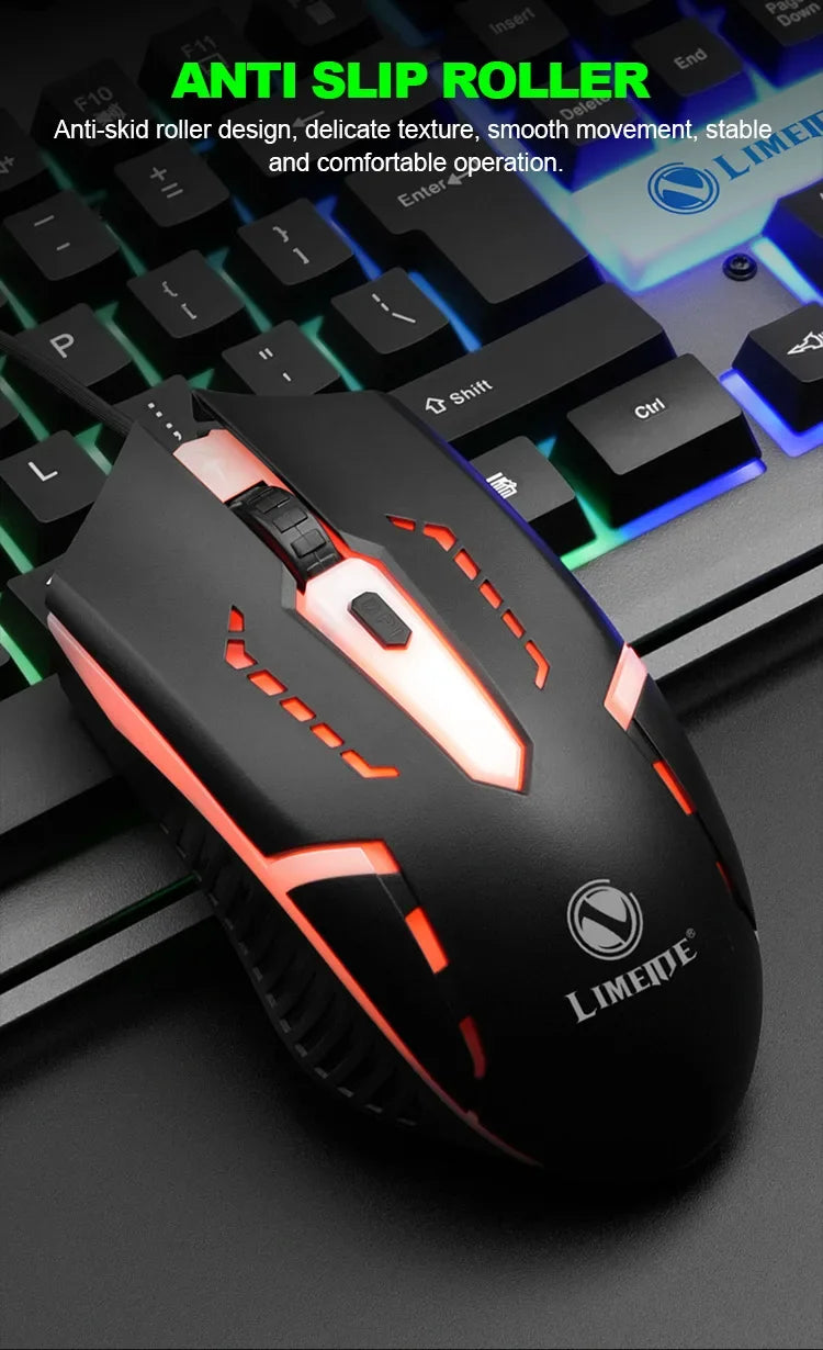 Limei T25 Metal Gaming Keyboard Mouse Set Backlit Floating Mechanical Feel USB Computer Peripherals from Mainland China
