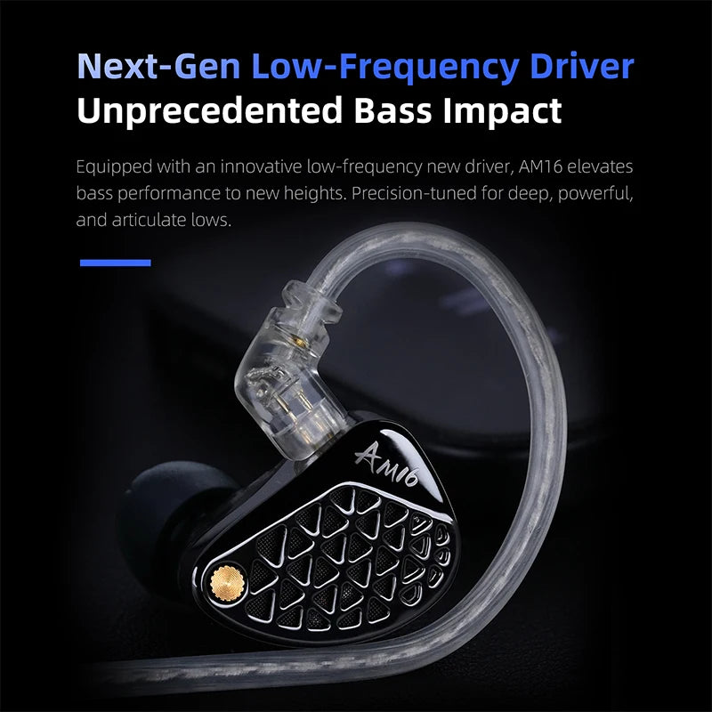 KZ AM16 wired in-ear headphones 16ba balanced armature high fidelity monitor bass noise cancelling headphones sport headphones