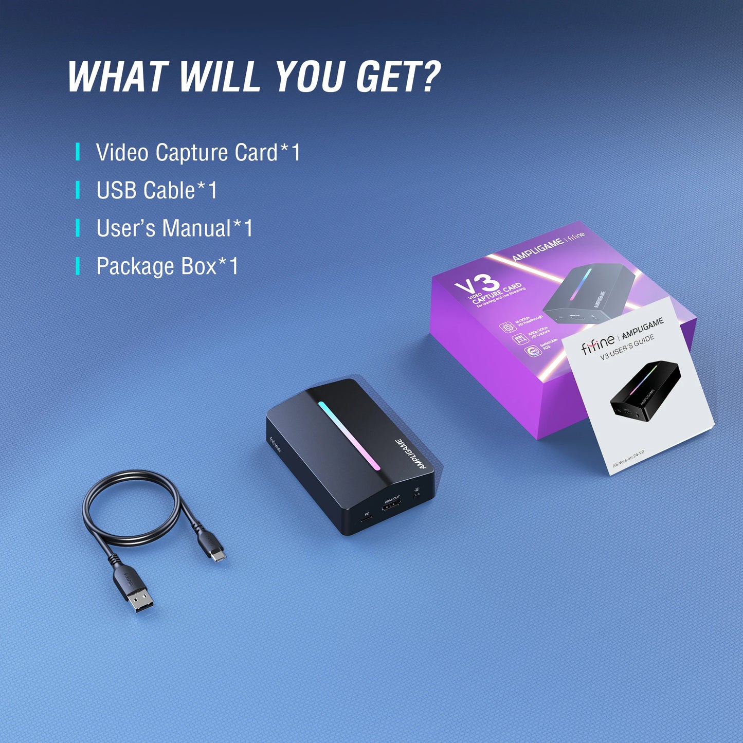 FIFINE 4K HDMI Video Capture Card for Live Streaming & Gaming, Compatible with PS5/PS4/Xbox/Switch/PC/Mac, Low Latency - V3