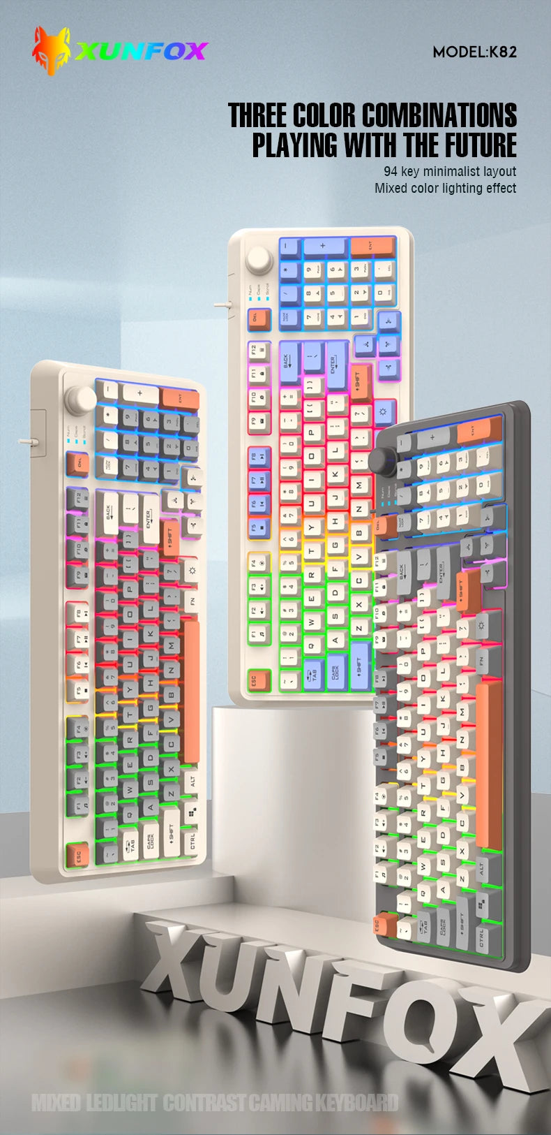 K82 Gaming Gaming Keyboard Glows Wired USB Desktop PC/Notebook Available 19-key punchless knob to adjust volume